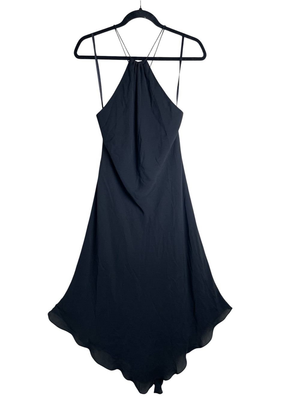 Vintage 90’s Lauren Ralph Lauren Halter Midi Dress Sz 12 Black 100% Silk